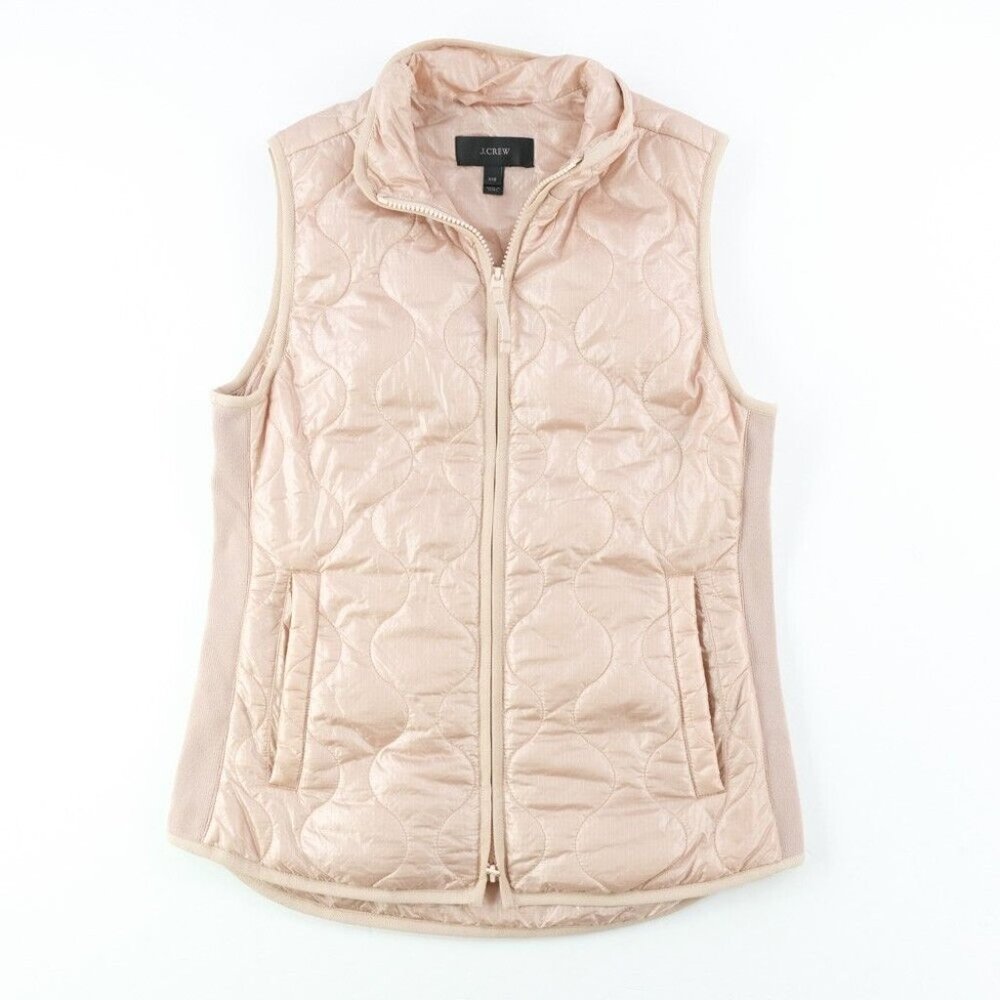 J. Crew Vest Women's XXS Quilted Double Full Zip #B8448 Light Pink Outdoor Vest